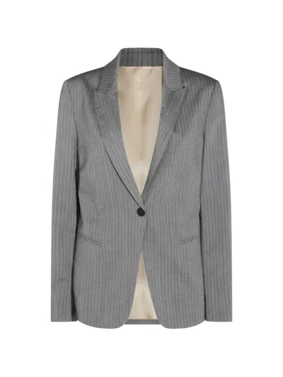 Alberta Ferretti Herringbone-pattern Single-breasted Blazer In Gray