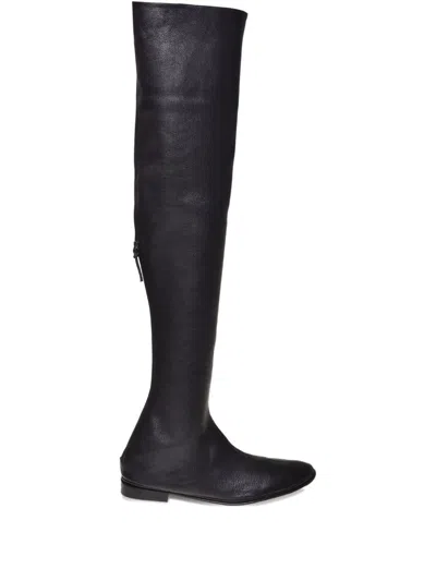 Alberta Ferretti High Leather Boots In Black