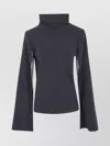 Alberta Ferretti High Neck Blouse Flared Sleeves In Gray