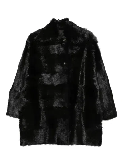Alberta Ferretti High-neck Buttoned Coat In Black