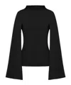 Alberta Ferretti High-neck Cape-sleeved Top In Black
