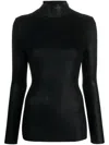 Alberta Ferretti High-neck Ribbed-knit Jumper In Black
