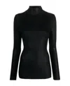 Alberta Ferretti High-neck Ribbed-knit Jumper In Black