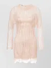 Alberta Ferretti High Neckline Lace Detailing Sequin Embellishments Dress In Pink