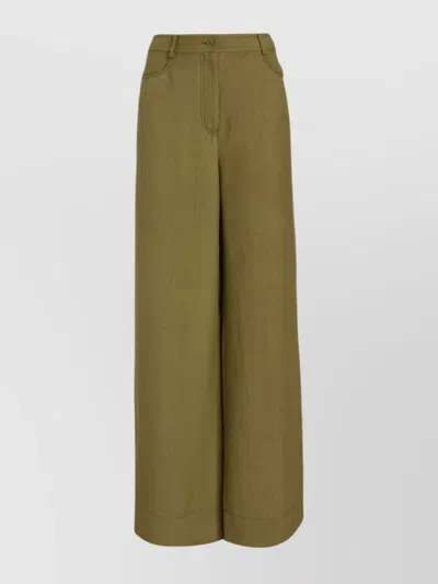 Alberta Ferretti High-rise Trousers Wide-leg Design Pockets In Green