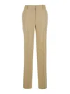 Alberta Ferretti Beige Pants With High Waist And Belt Loops In Linen Blend Stretch Woman