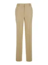 Alberta Ferretti Beige Pants With High Waist And Belt Loops In Linen Blend Stretch Woman In Neutrals