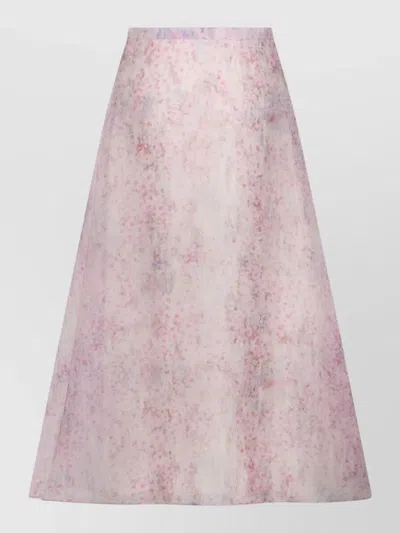 Alberta Ferretti High Waist Floral A Line Midi Skirt In Pink