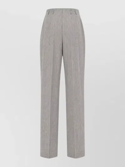 Alberta Ferretti High Waist Herringbone Tailored Wide Leg Trousers In Gray