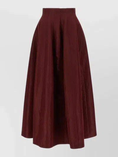 Alberta Ferretti High Waist Midi Pleated A Line Skirt In Brown
