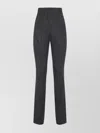 Alberta Ferretti High Waist Slim Fit Wool Trousers In Black