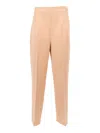 Alberta Ferretti High Waist Straight-leg Tailored Pants With Pleats In Brown