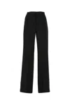 Alberta Ferretti High Waist Wide Leg Trousers With Textured Fabric In Nero