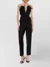 Alberta Ferretti High Waist Straight Leg Trousers With Crease Detailing In Black