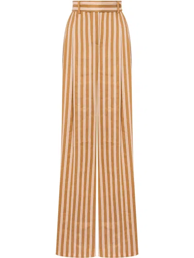 Alberta Ferretti High Waist Striped Trousers In Multi