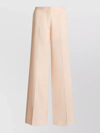 Alberta Ferretti High-waisted Wide-leg Pants With Subtle Sheen And Pleated Detailing In Neutral