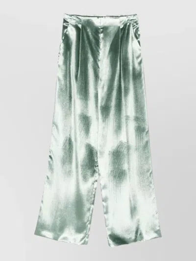 Alberta Ferretti High Waist Velvet Trousers Wide Leg Cut In Green
