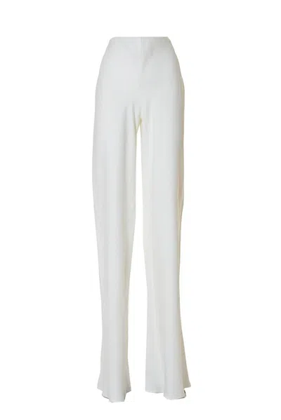 Alberta Ferretti High Waist Wide Leg Flared Pants In White