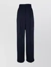 Alberta Ferretti High Waist Wide Leg Trousers With Button Detail