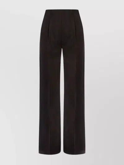 Alberta Ferretti High Waist Wide Leg Trousers With Pockets In Black
