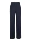 Alberta Ferretti Black Pants With High Waist And Belt Loops In Silk Blend Woman In Blue
