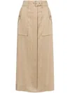 Alberta Ferretti Stretch Linen Blend Midi Skirt In Neutrals
