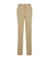 Alberta Ferretti Beige Pants With High Waist And Belt Loops In Linen Blend Stretch Woman In Nude