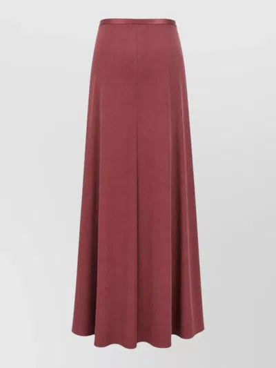 Alberta Ferretti High Waisted Flared Skirt Smooth Texture In Burgundy
