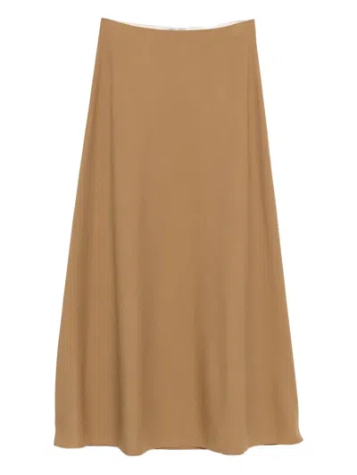 Alberta Ferretti High-waisted Midi Skirt In Brown