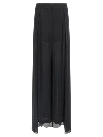 ALBERTA FERRETTI HIGH-WAISTED SILK GEORGETTE PALAZZO PANTS WITH ASYMMETRICAL BACK PANEL