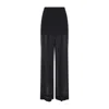 Alberta Ferretti High-waisted Silk Pants With Sheer Overlay In Black