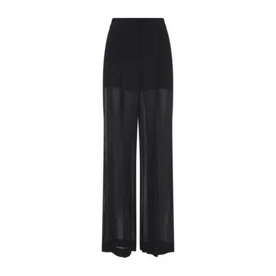 ALBERTA FERRETTI HIGH-WAISTED SILK PANTS WITH SHEER OVERLAY