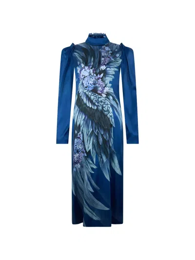 Alberta Ferretti High-neck Maxi Dress In Blue