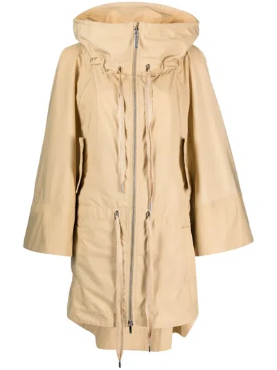 Alberta Ferretti High-tube-neck Parka Coat In Nude