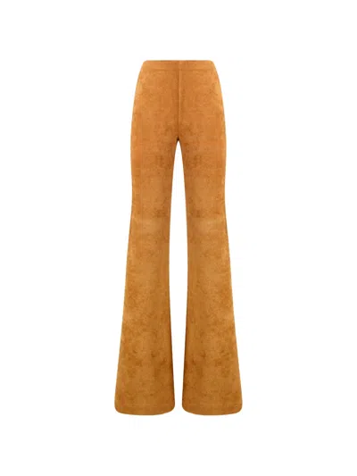 Alberta Ferretti High-waisted Flared Trousers In Brown