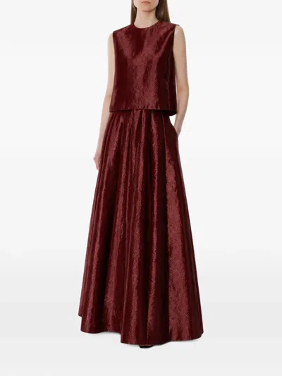 Alberta Ferretti High-waisted Full Maxi Skirt In Brown
