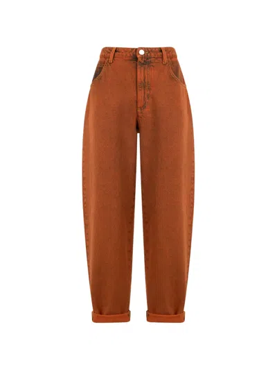 Alberta Ferretti High-waisted Palazzo Jeans In Orange
