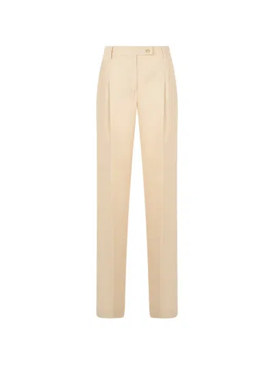 Alberta Ferretti High-waisted Pleated Trousers In Neutral