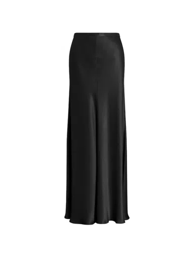 Alberta Ferretti High-waisted Satin Skirt In Black