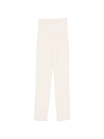 Alberta Ferretti High-waisted Slim-fit Trousers In Neutral