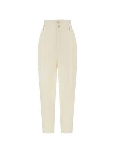 Alberta Ferretti High-waisted Tapered Trousers In Neutral