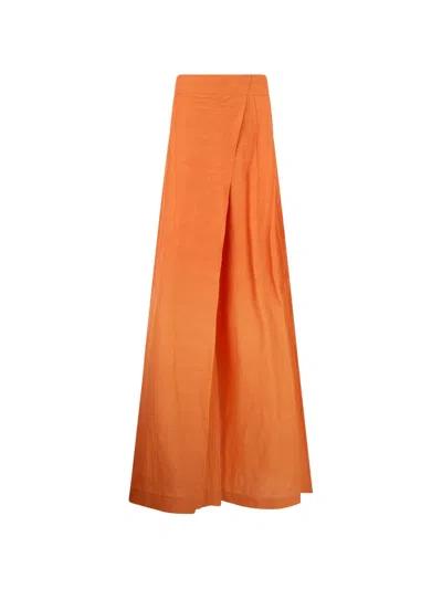 Alberta Ferretti High-waisted Wrap-style Maxi Skirt In Brown