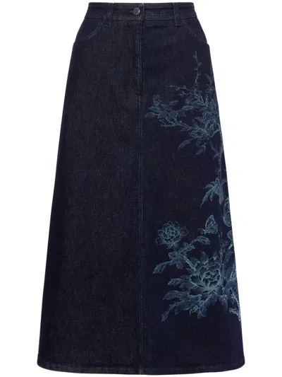 Alberta Ferretti Holographic Effect A-line Skirt In Blue