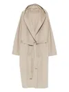 Alberta Ferretti Hooded Belted Coat In Neutral