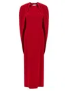 Alberta Ferretti Women Red Long Dress With Hooded Sleeves And Cut Out On The Back In Fabric Woman In Red
