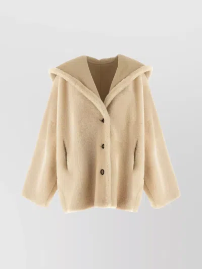 Alberta Ferretti Hooded Jacket With Faux Fur And Pockets In Brown