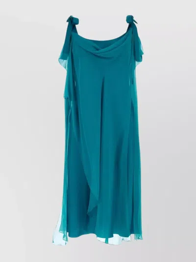 Alberta Ferretti Semi-sheer Silk Dress In Blue