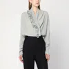 Alberta Ferretti Loose-fitting Grey Shirt With Ruffled Trim In Gray