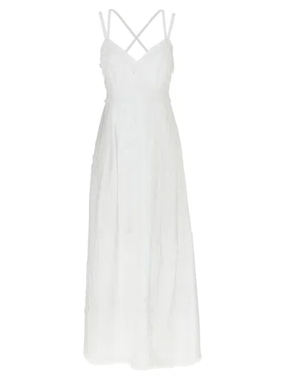 Alberta Ferretti Intricate Sangallo Cotton Blend Dress In White