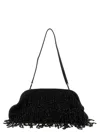 Alberta Ferretti Intricately Embellished Satin Clutch With Chain Strap In Black